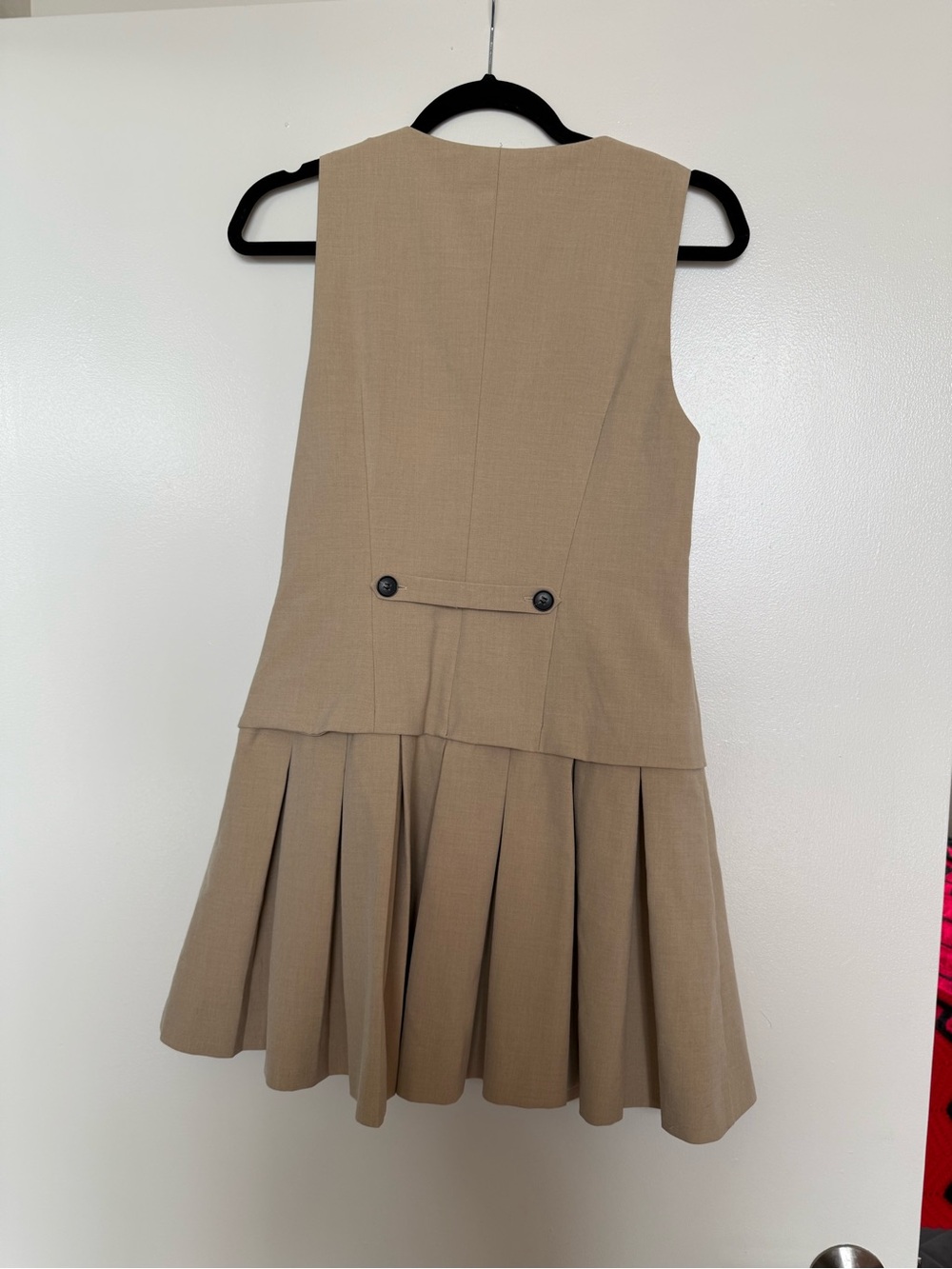 ZARA Beige Pleated Vest Work Dress - Picture 3 of 3